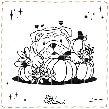 Plotterdatei - "Old English Bulldog im Herbstlaub" - Ella Mattsson©