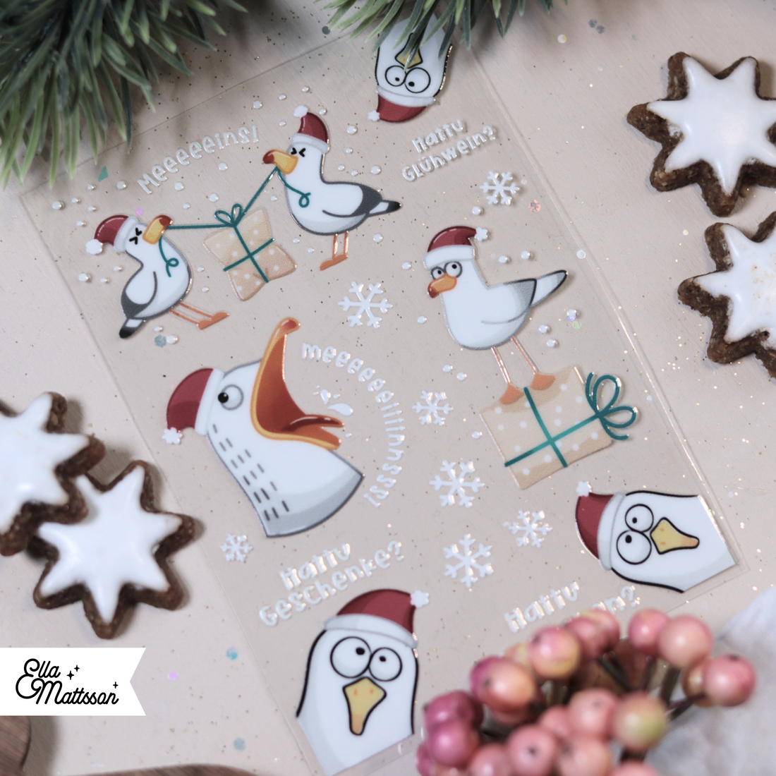 Rub On Sticker Din A6 - "Möwi Christmas"