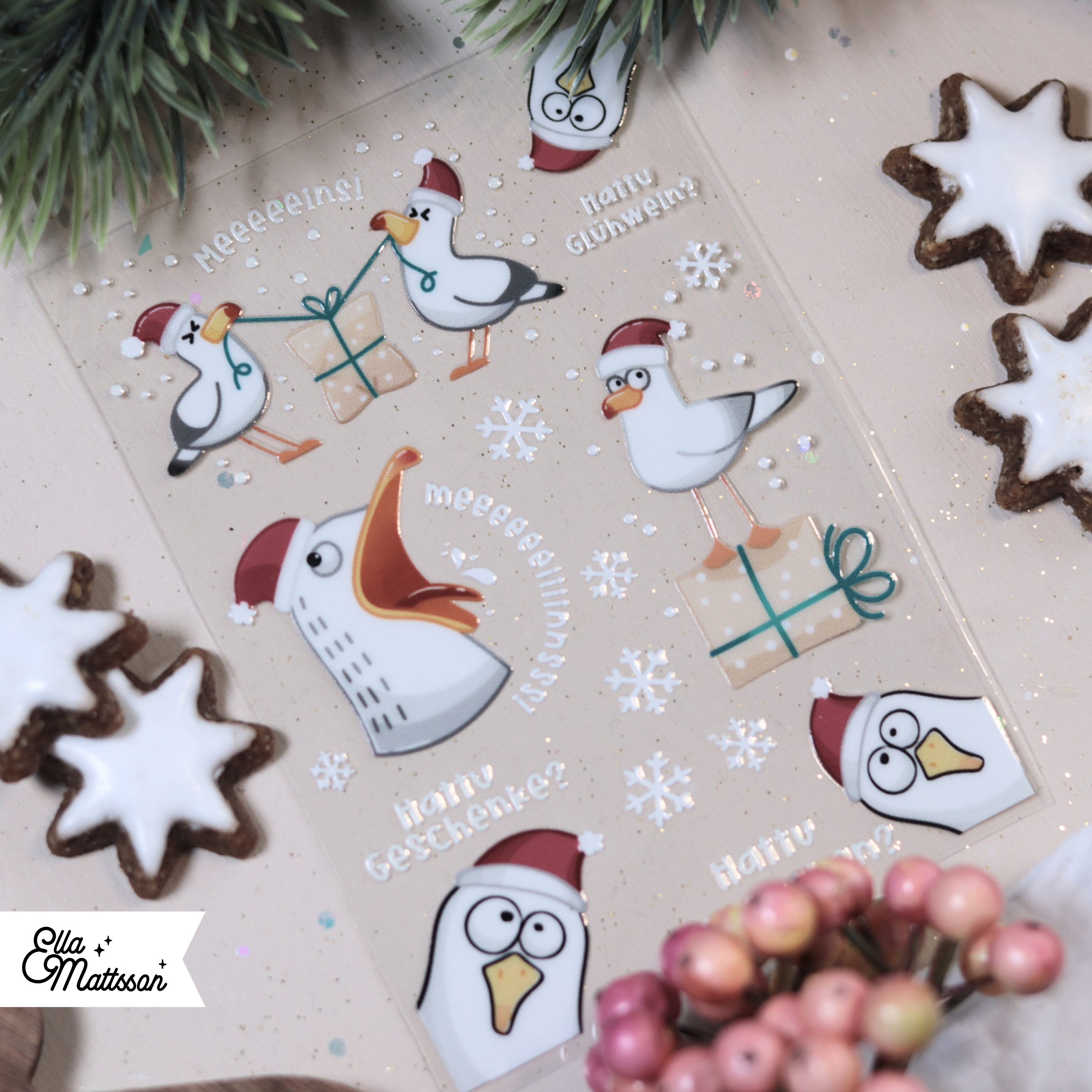 Rub On Sticker Din A6 - "Möwi Christmas"