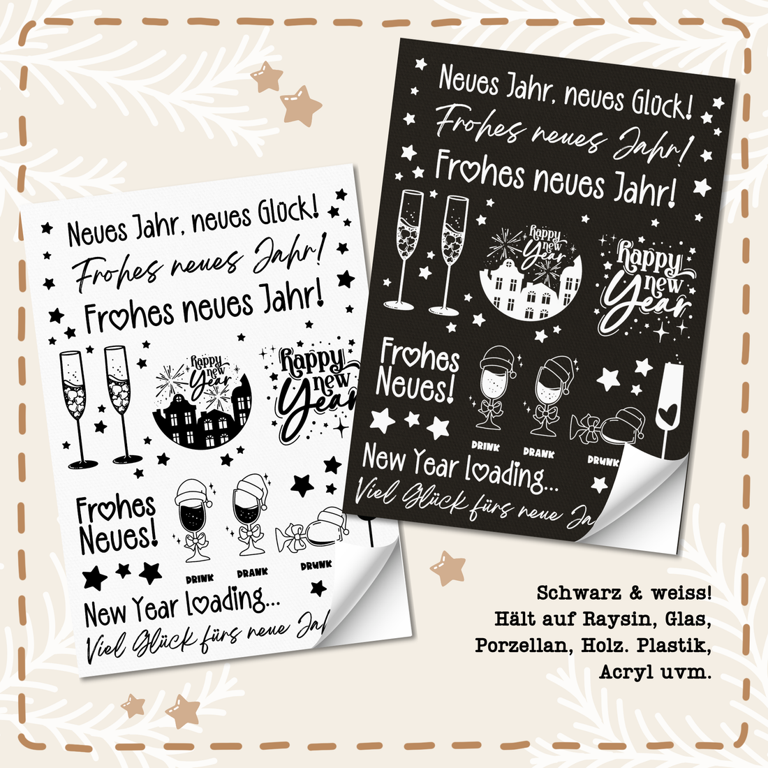 Rub On Sticker - "Frohes Neues!" - Ella Mattsson©