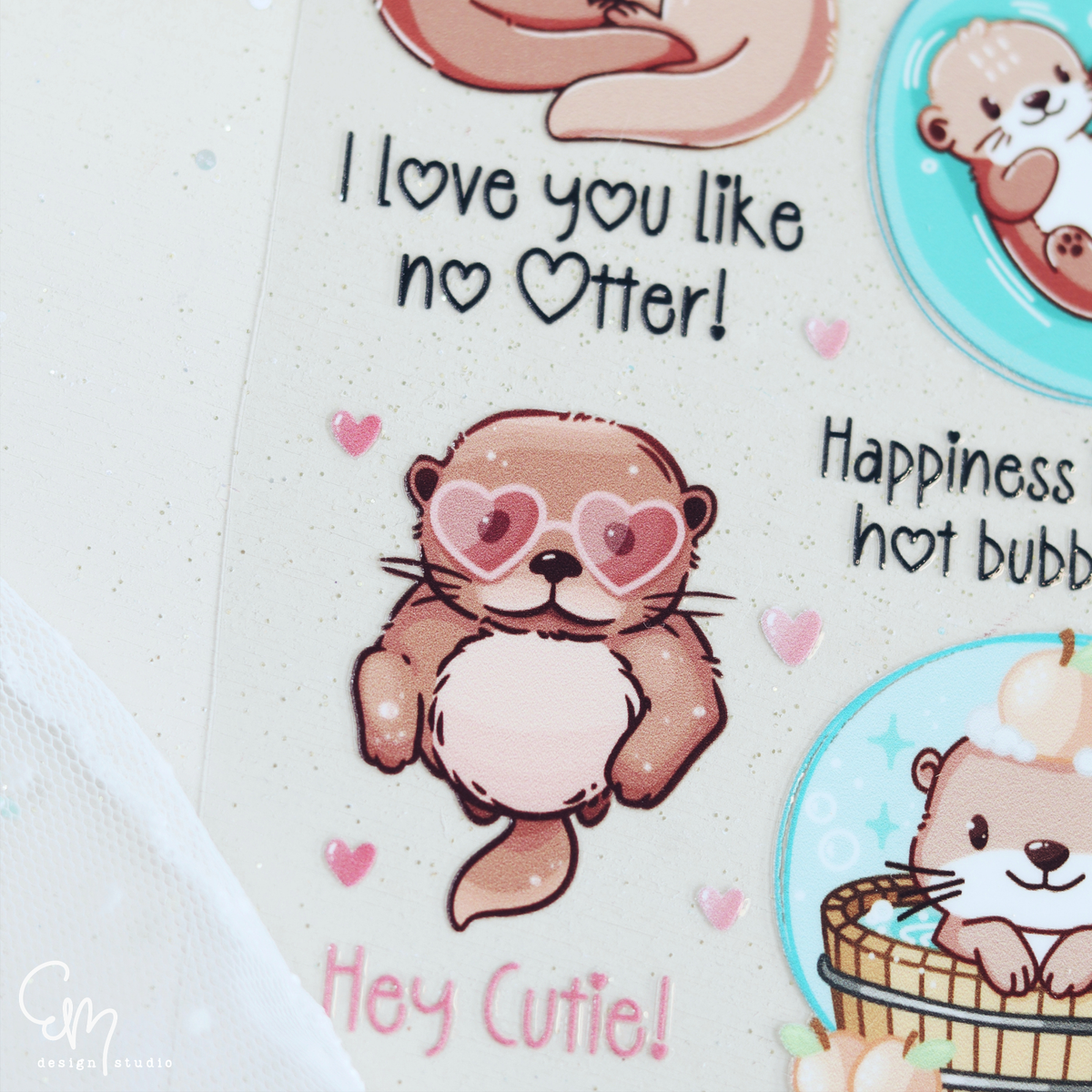 Rub On Sticker - Din A6 "I love you like no Otter" süße Otter Motive