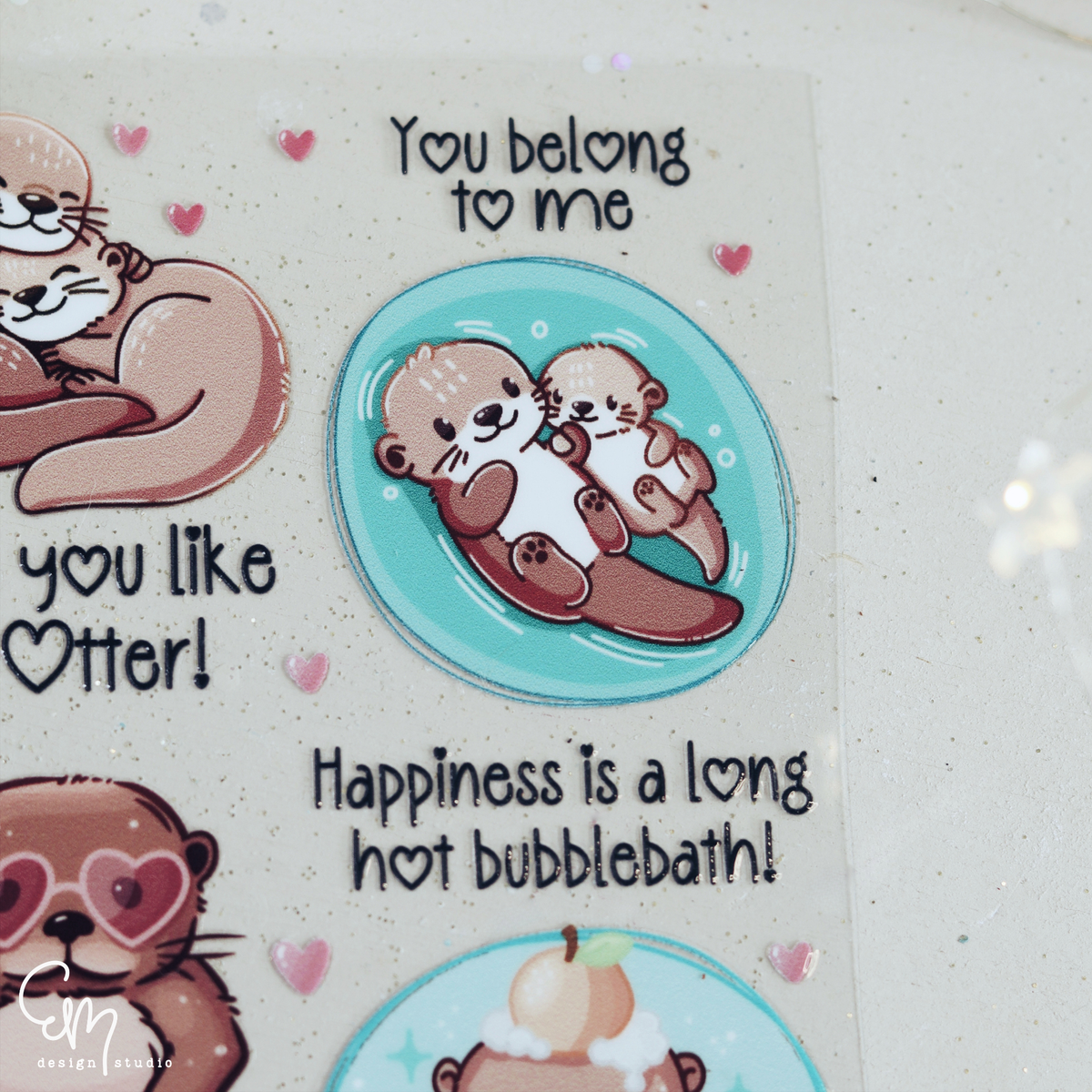 Rub On Sticker - Din A6 "I love you like no Otter" süße Otter Motive