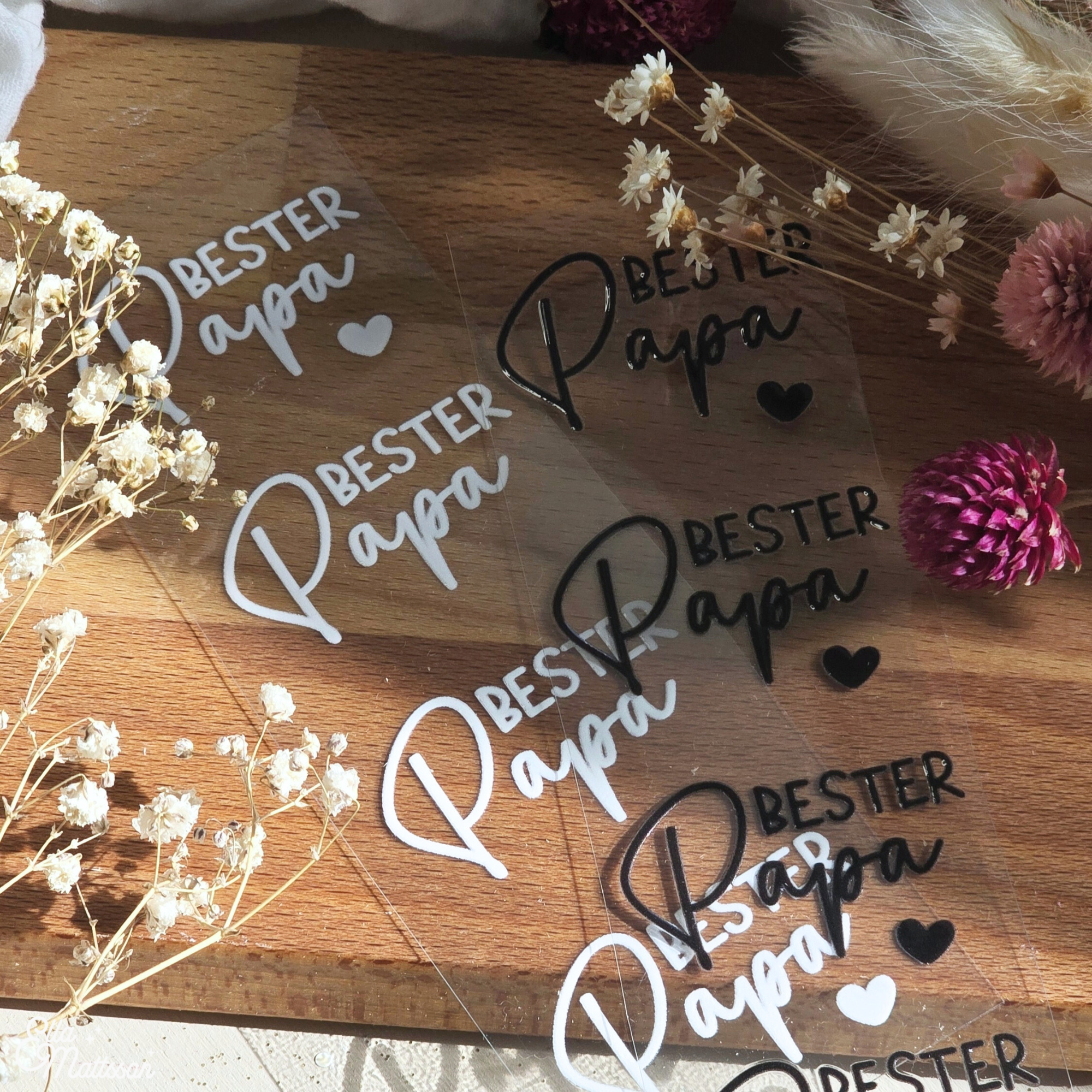 Rub On Sticker - "Bester Papa" - 3 Schriftzüge