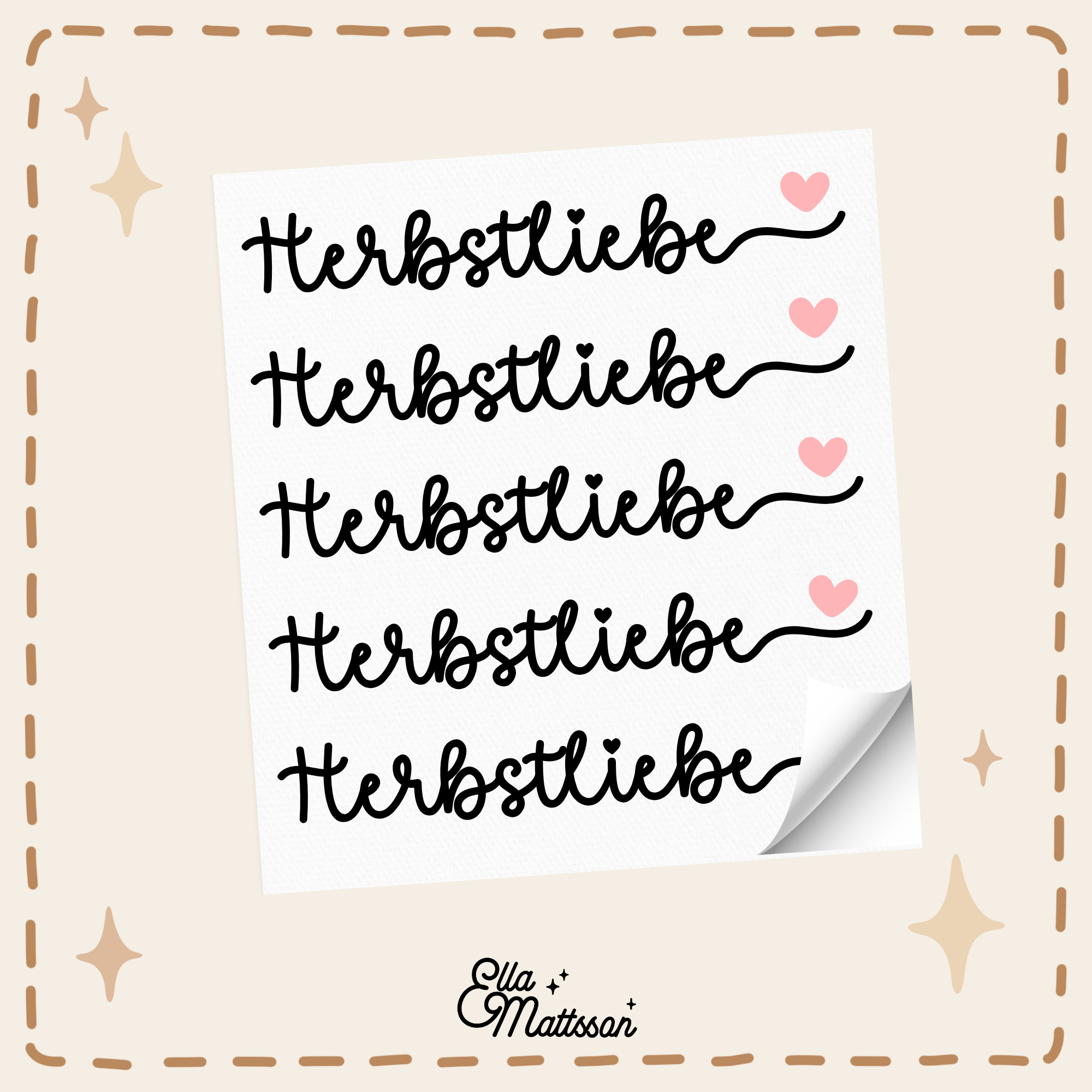 Rub-On Sticker Schriftzug 5x "Herbstliebe"