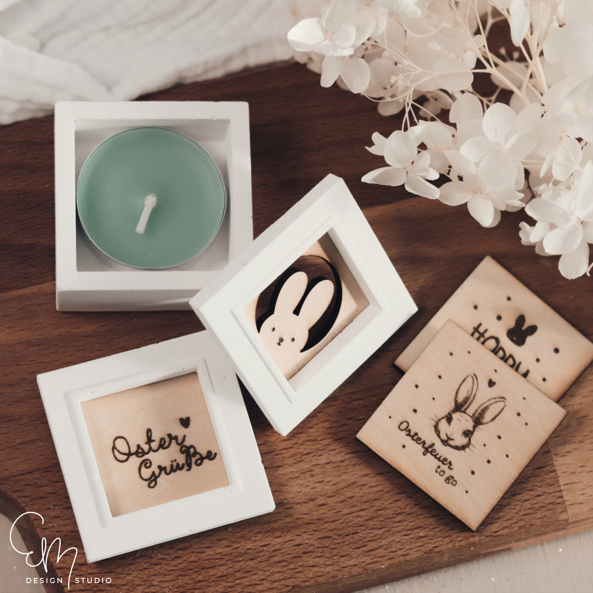 Lasercut Datei - Motiv Einsatz für Mini Teelicht Schatulle "Hoppy Easter"