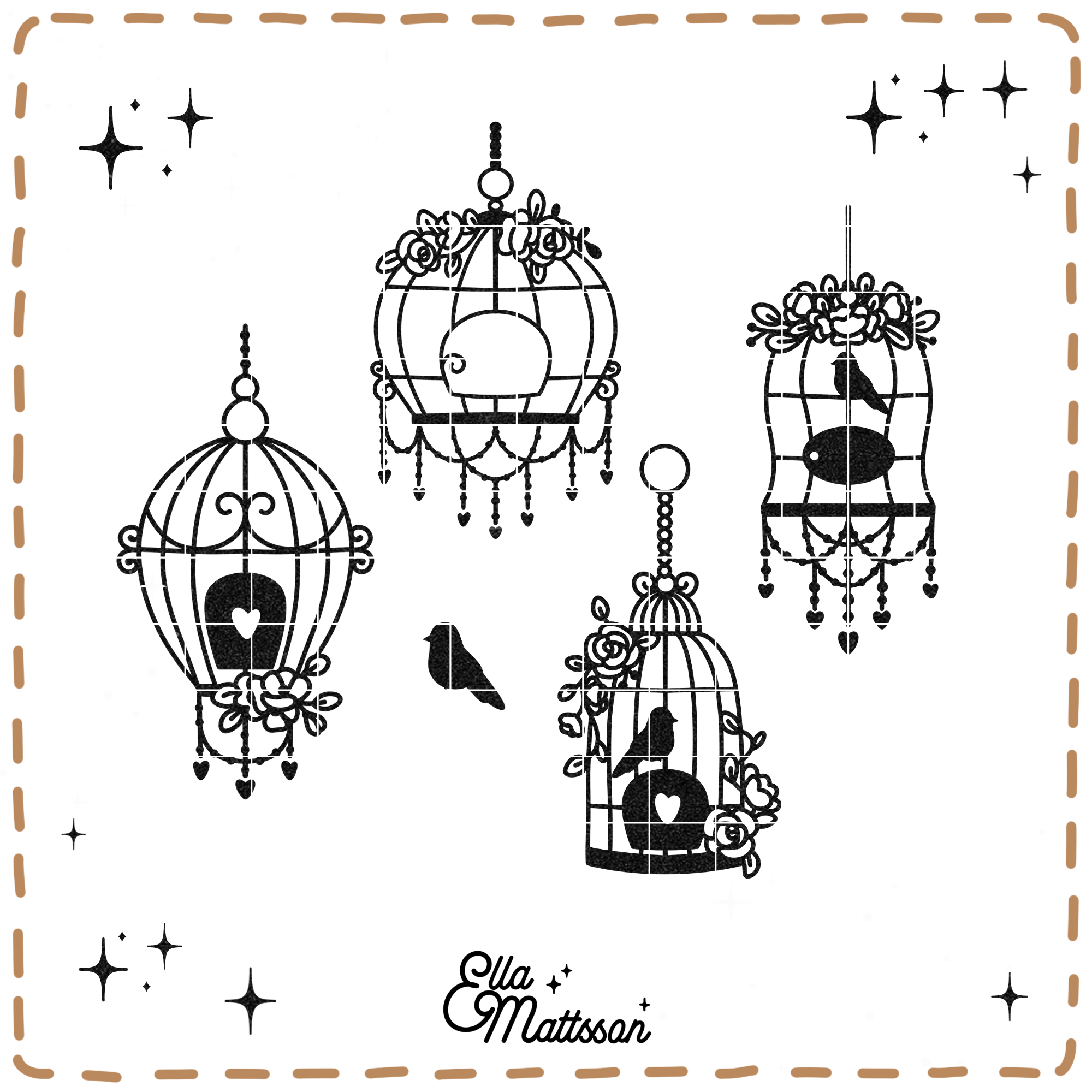 Plotterdatei Bundle - "romantische Vogelkäfige" - Ella Mattsson®