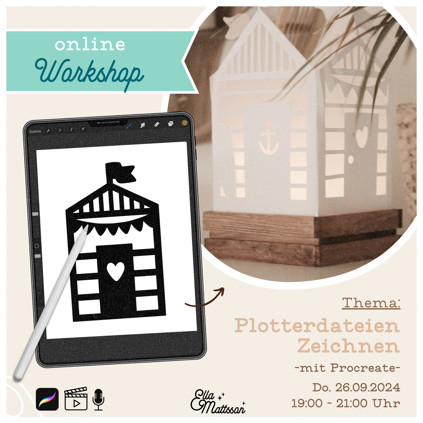 TICKET 26.09.2024 - Online Workshop - Plotterdateien zeichnen mit Procreate - Ella Mattsson