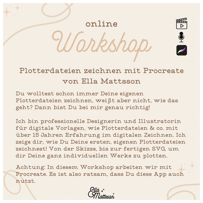 TICKET 26.09.2024 - Online Workshop - Plotterdateien zeichnen mit Procreate - Ella Mattsson